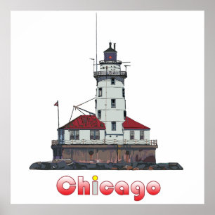 Chicago Harbor Light Poster