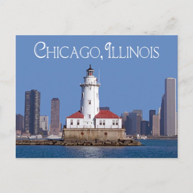 Chicago Harbor Lighthouse, Chicago Illinois USA Postcard (Front)
