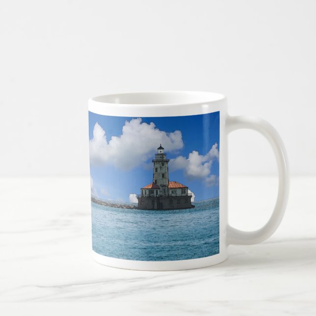 Chicago Harbor Lighthouse Painterly Coffee Mug (Right)