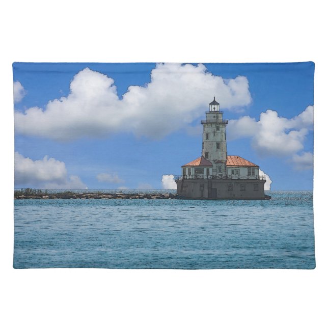 Chicago Harbor Lighthouse Painterly Placemat (Front)