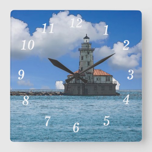 Chicago Harbor Lighthouse Painterly Wall Clock