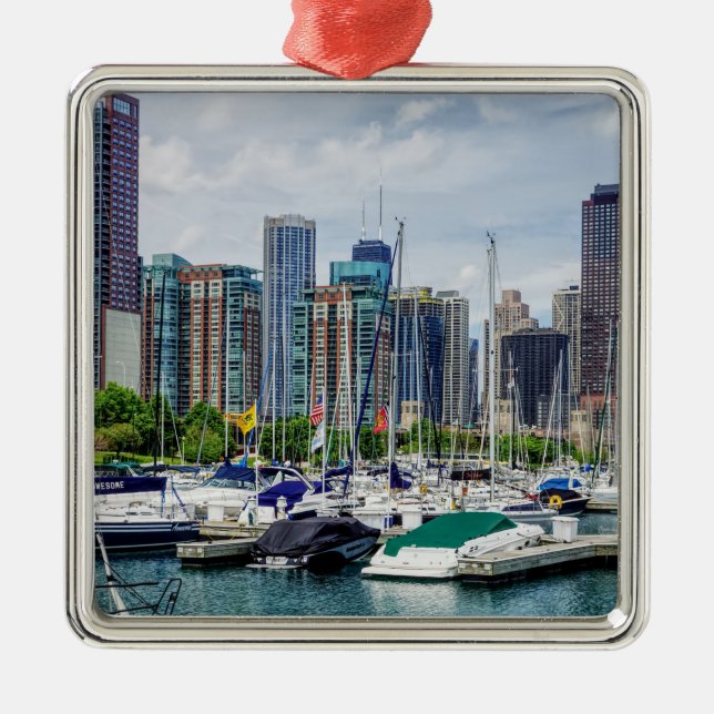 Chicago Harbor Metal Ornament (Front)