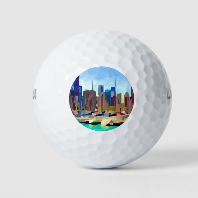 Chicago Harbor Skyline Golf Balls (Front)