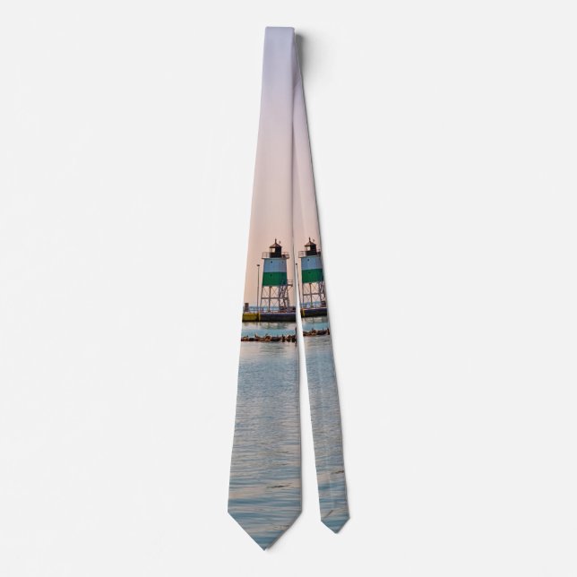 Chicago Harbor Southeast Lighthouse Neck Tie (Front)
