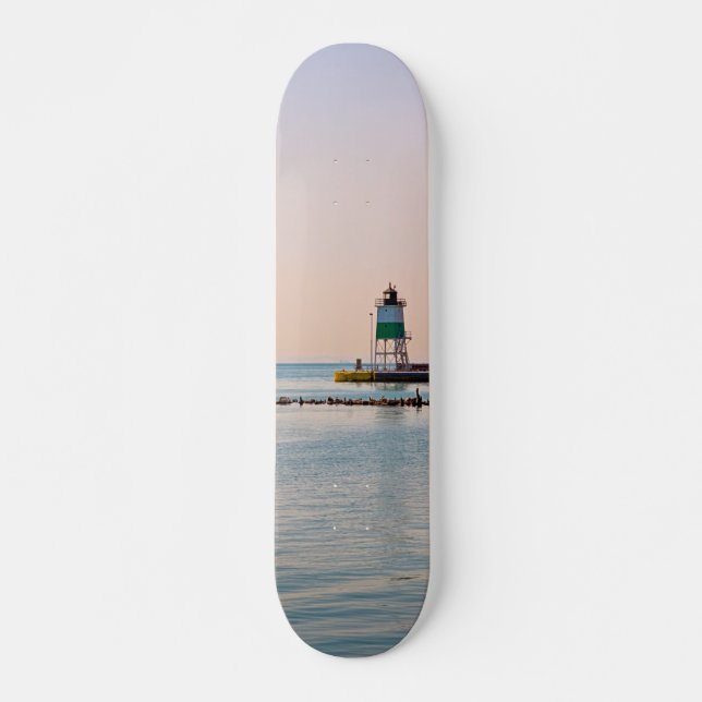 Chicago Harbor Southeast Lighthouse Skateboard (Front)