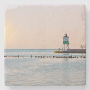 Chicago Harbor Southeast Lighthouse Stone Coaster