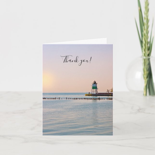 Chicago Harbor Southeast Lighthouse Thank You Card (Front)