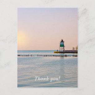 Chicago Harbor Southeast Lighthouse Thank You Postcard