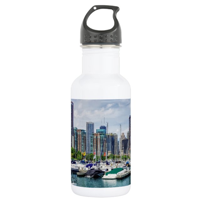 Chicago Harbor Stainless Steel Water Bottle (Front)