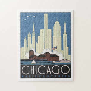 Chicago Has Everything Vintage Travel Poster Jigsaw Puzzle