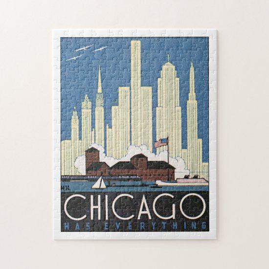 Chicago Has Everything Vintage Travel Poster Jigsaw Puzzle