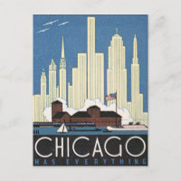 Chicago Has Everything Vintage Travel Poster