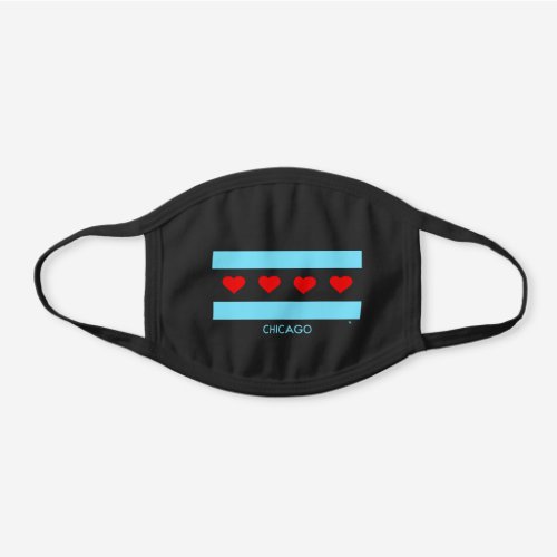 Chicago Heart Flag Black Cotton Face Mask