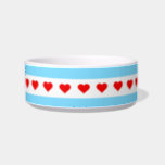 Chicago Heart Flag Ribbon Ceramic Pet Bowl<br><div class="desc">"Hearts and Stripes Forever" by Honorary Chicago (TM)</div>