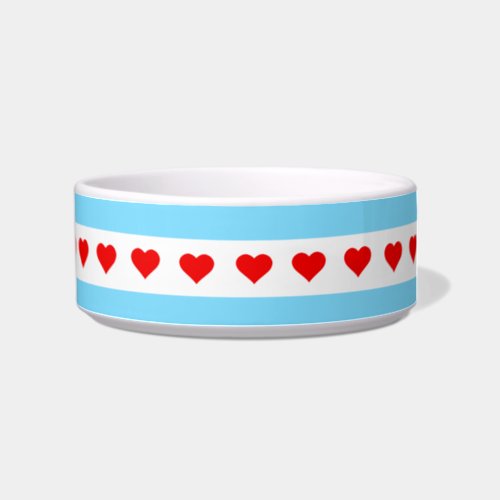 Chicago Heart Flag Ribbon Ceramic Pet Bowl