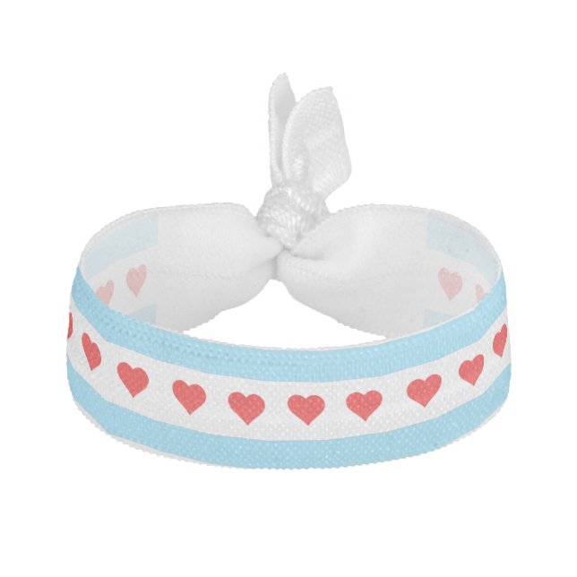Chicago Heart Flag Ribbon Elastic Hair Tie (Front)