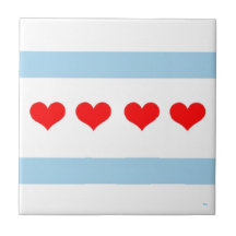 Chicago Heart Flag Tile