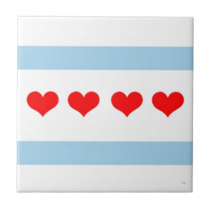 Chicago Heart Flag Tile