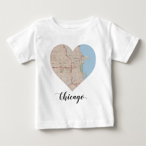 Chicago Heart Map Baby T_Shirt