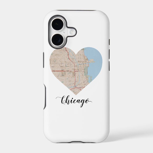 Chicago Heart Map Iphone Case (Back)