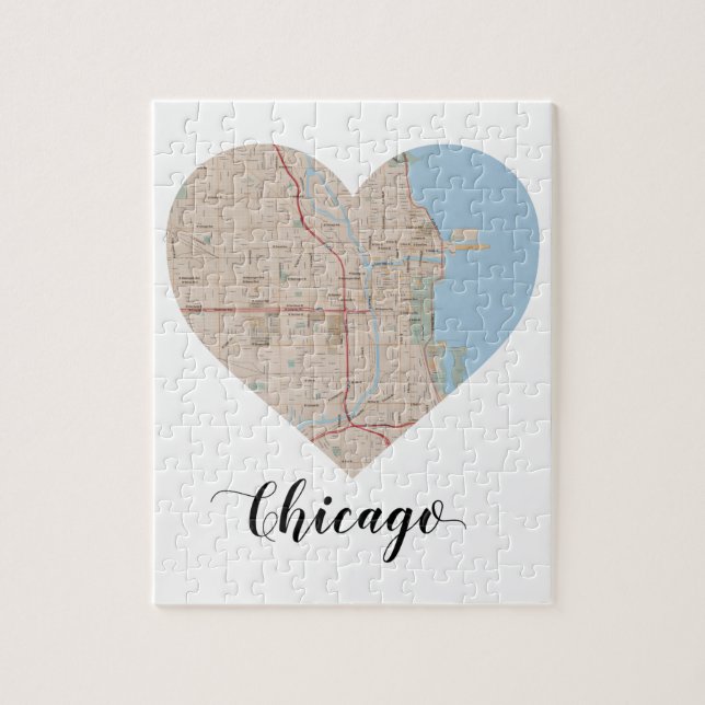 Chicago Heart Map Jigsaw Puzzle (Vertical)