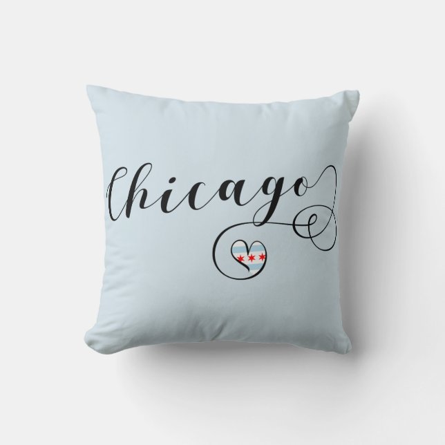 Chicago Heart Throw Pillow,  Illinois Pillow (Front)