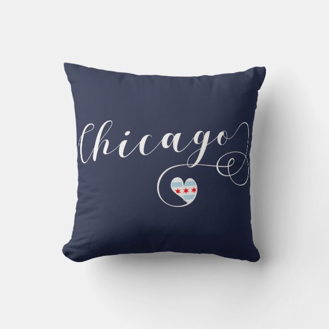 Chicago Heart Throw Pillow,  Illinois Throw Pillow (Front)