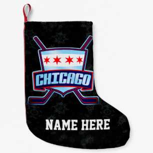 Chicago Hockey Flag Christmas Stocking, Customize Small Christmas Stocking