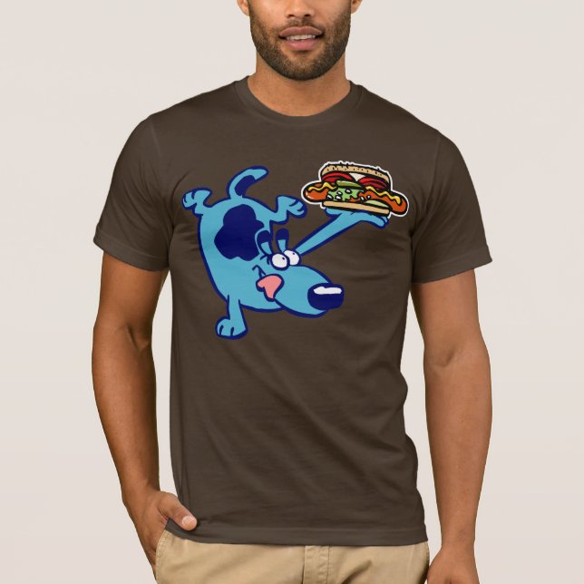 Chicago Hot Dog 2 (blue cartoon dog) T-Shirt (Front)