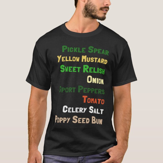 Chicago Hot Dog Ingredients T-Shirt (Front)