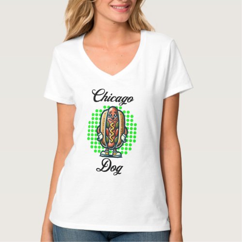 Chicago Hot dog Retro Pop Art T_Shirt