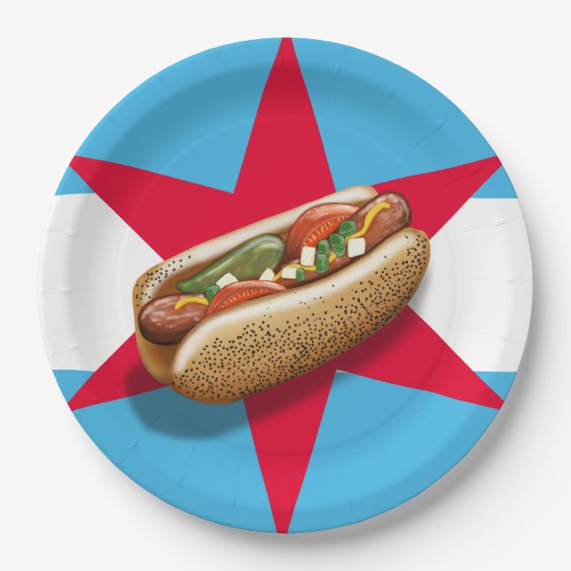 Chicago hotdog party paper plate (Front)