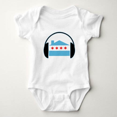 Chicago House Flag Headphones Baby Bodysuit