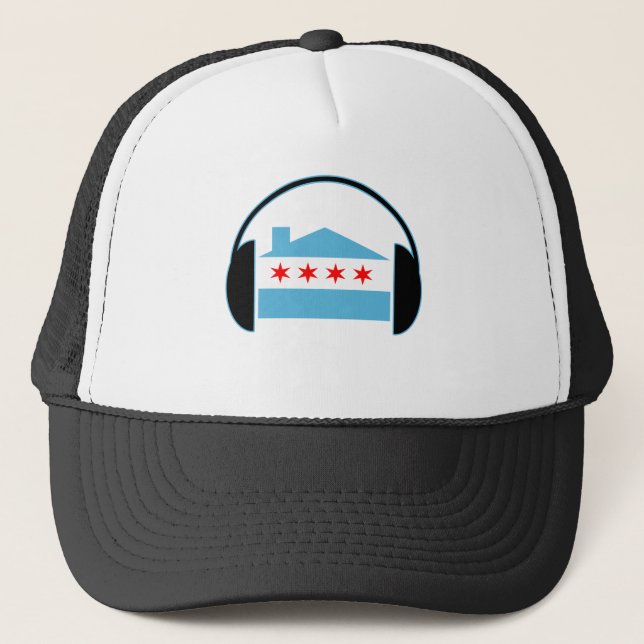 Chicago House Flag Headphones Trucker Hat (Front)