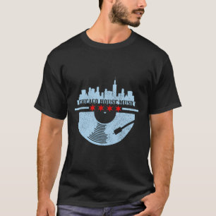 Chicago House Music Vintage Vinyl Dj Raver Flag Sk T-Shirt