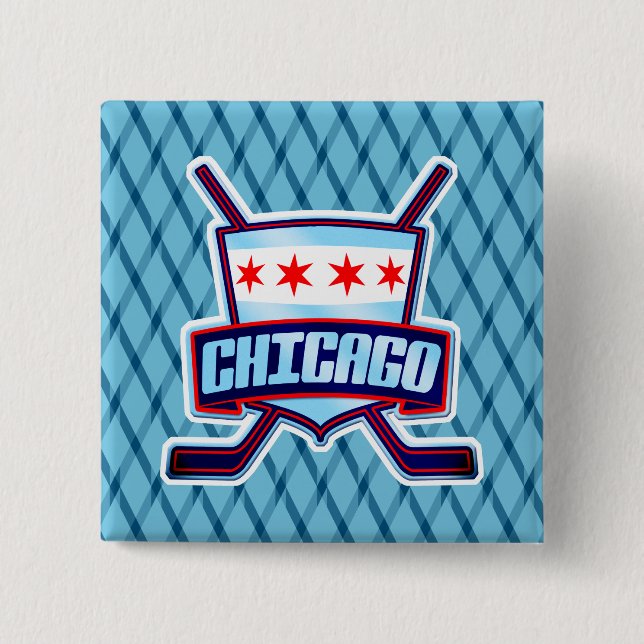 Chicago Ice Hockey Flag Button (Front)