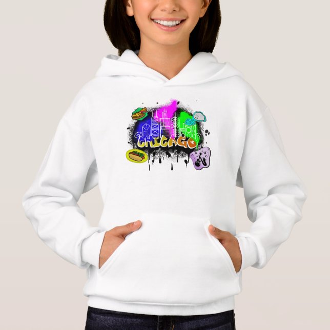 Chicago Iconic Cartoon T-Shirt Hoodie (Front)
