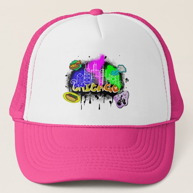 Chicago Iconic Cartoon Trucker Hat (Front)