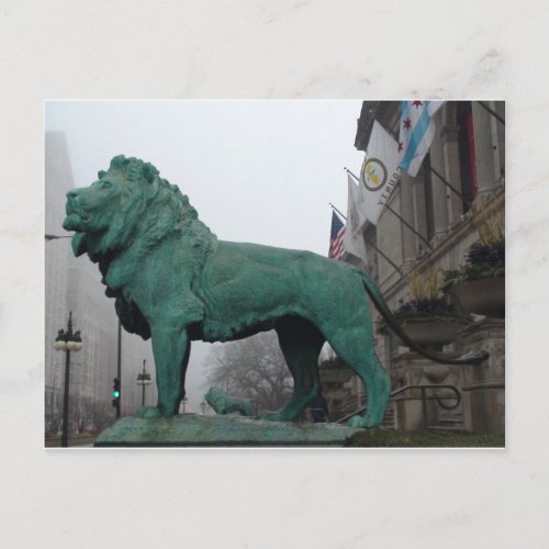 Chicago Icons Art Institute Lion Postcard