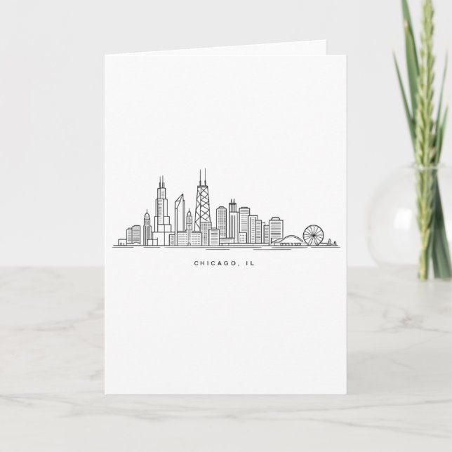 Chicago IL Cityscape Illustration Card (Front)
