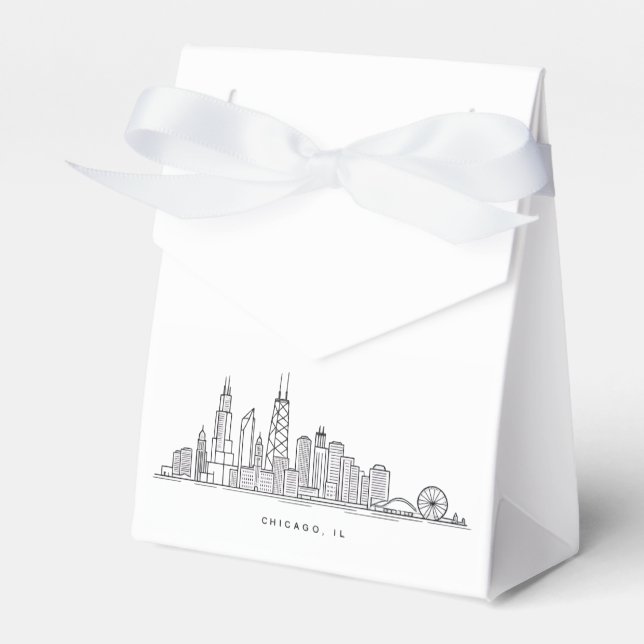 Chicago IL Cityscape Illustration Favor Boxes (Front Side)