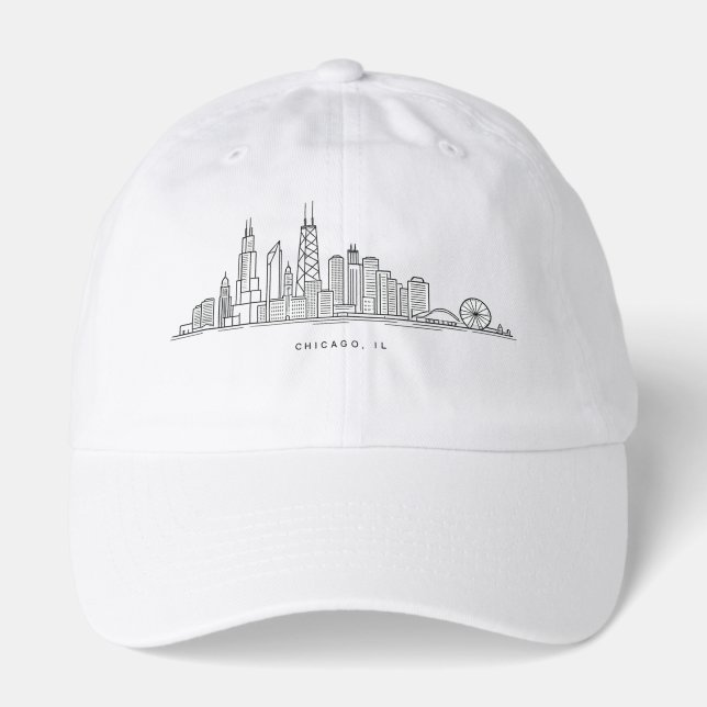 Chicago IL Cityscape Illustration Hat (Front)