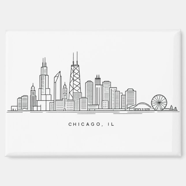 Chicago IL Cityscape Illustration Magnet (Front)