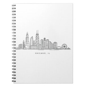 Chicago IL Cityscape Illustration Notebook