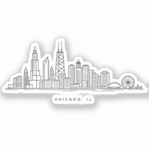 Chicago IL Cityscape Illustration Sticker