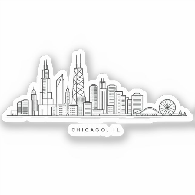 Chicago IL Cityscape Illustration Sticker (Front)