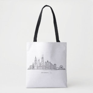 Chicago IL Cityscape Illustration Tote Bag