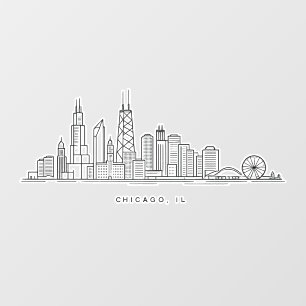Chicago IL Cityscape Illustration Wall Decal