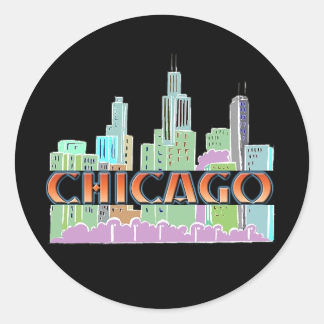 Chicago IL Classic Round Sticker (Front)