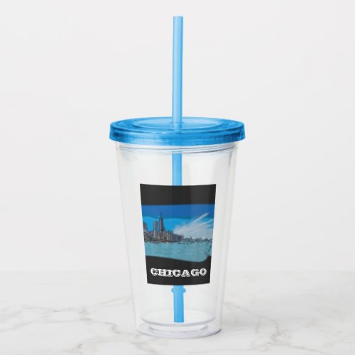 Chicago IL cup with straw